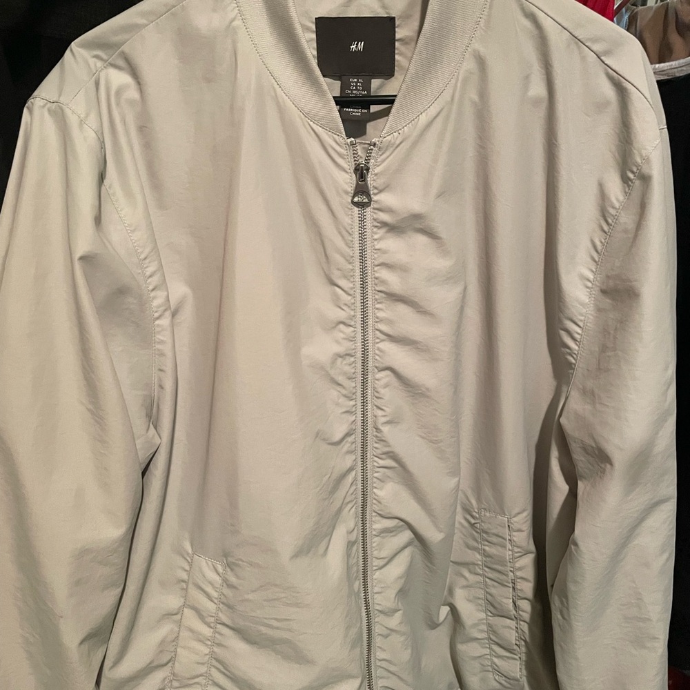 H&M Soft Gray Zip-Up Bomber Jacket